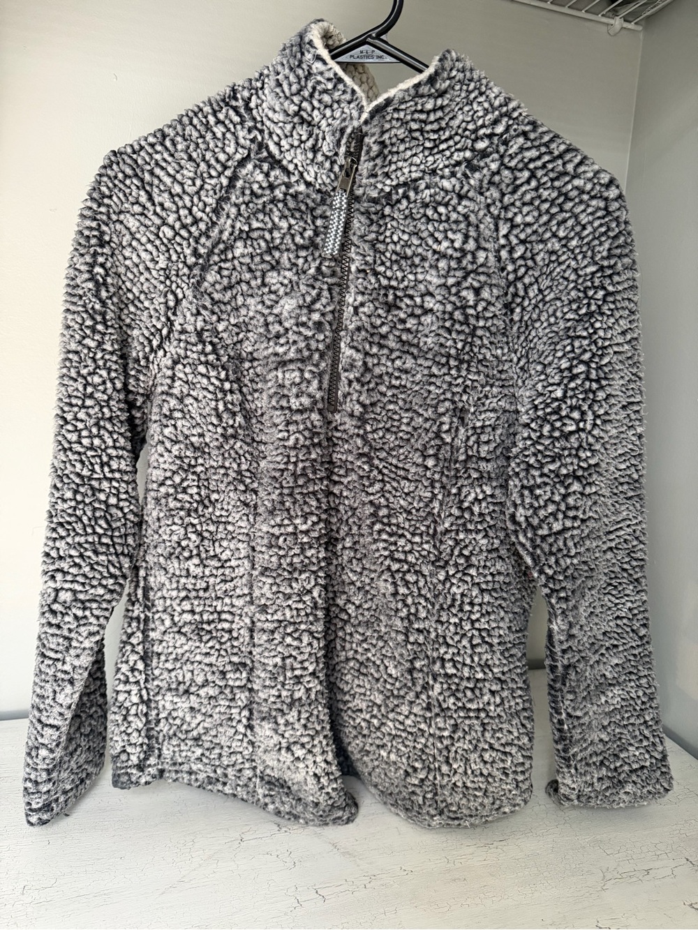 Cozy Women's Gray Sherpa Half-Zip Hoodie